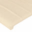 sengegavl med LED-lys 147x16x118/128 cm stof cremefarvet