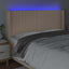sengegavl med LED-lys 163x16x118/128 cm stof cremefarvet