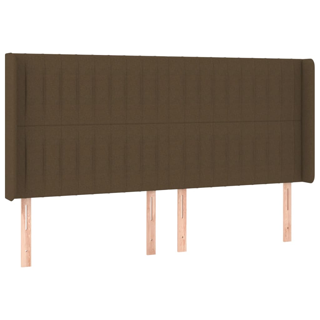 sengegavl med LED-lys 183x16x118/128 cm stof mørkebrun
