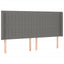 sengegavl med LED-lys 203x16x118/128 cm stof mørkegrå