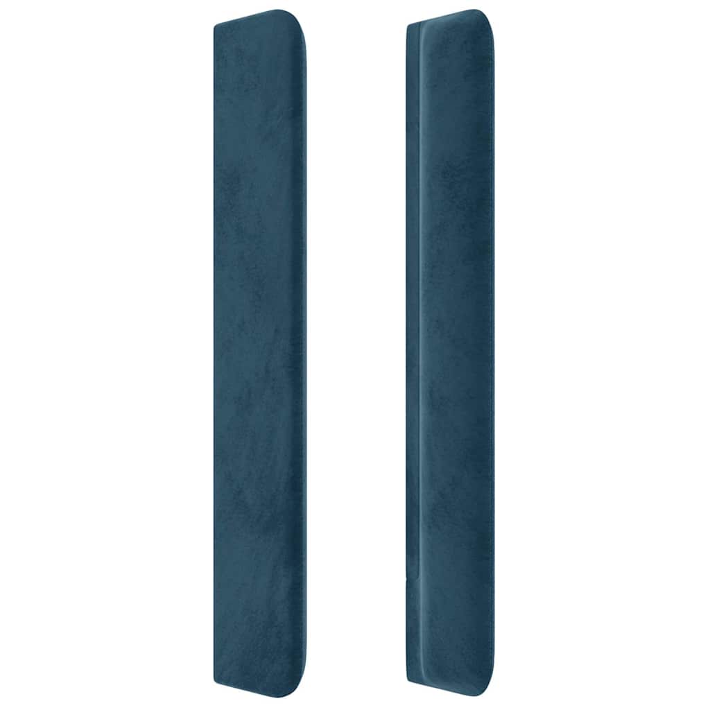 sengegavl med LED-lys 83x16x118/128 cm fløjl mørkeblå