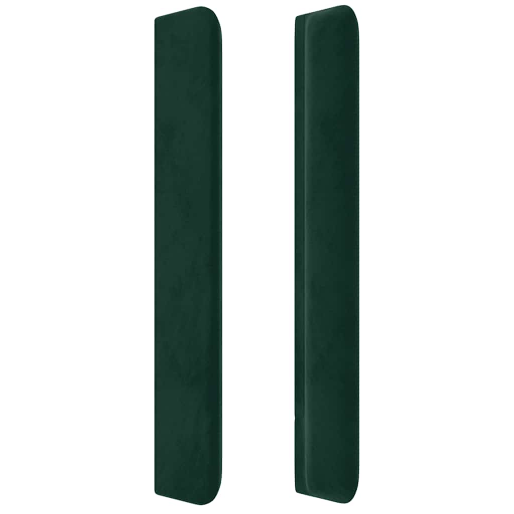 sengegavl med LED-lys 93x16x118/128 cm fløjl mørkegrøn