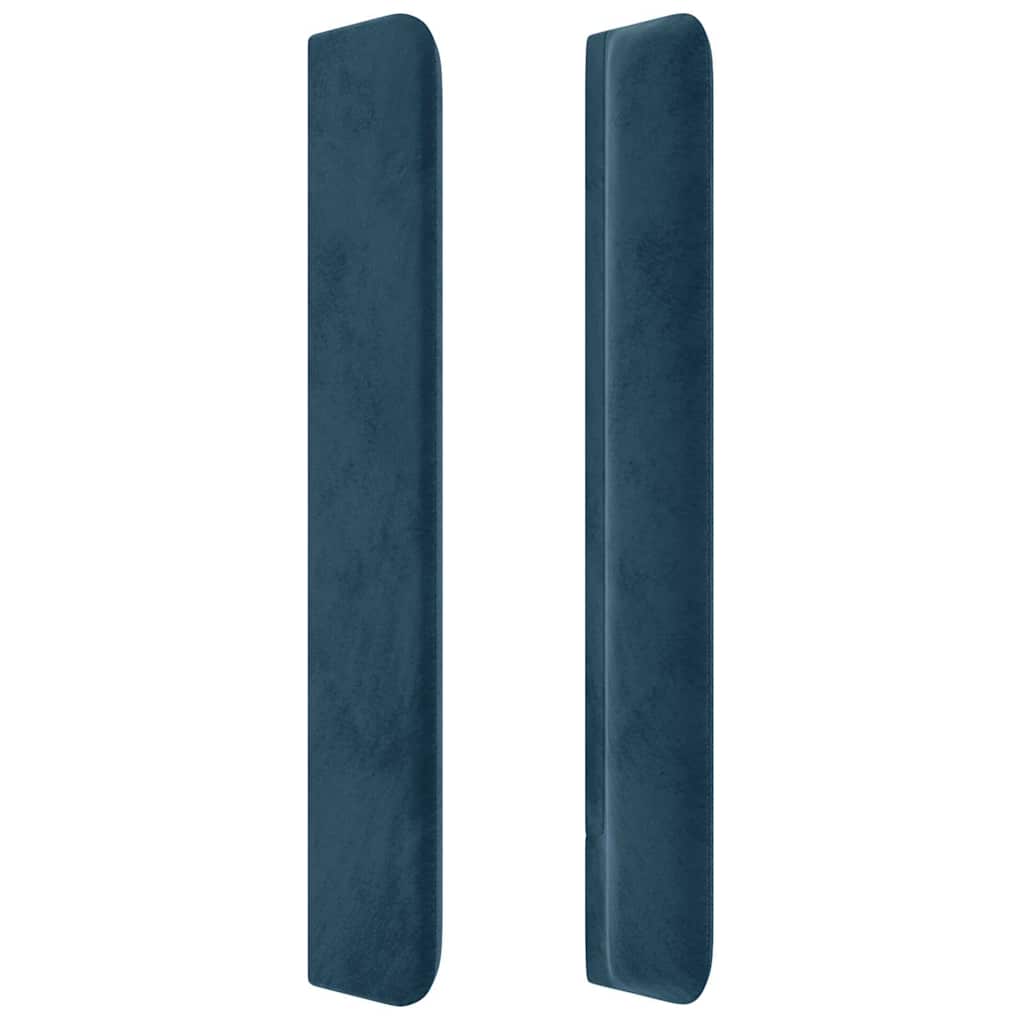sengegavl med LED-lys 93x16x118/128 cm fløjl mørkeblå