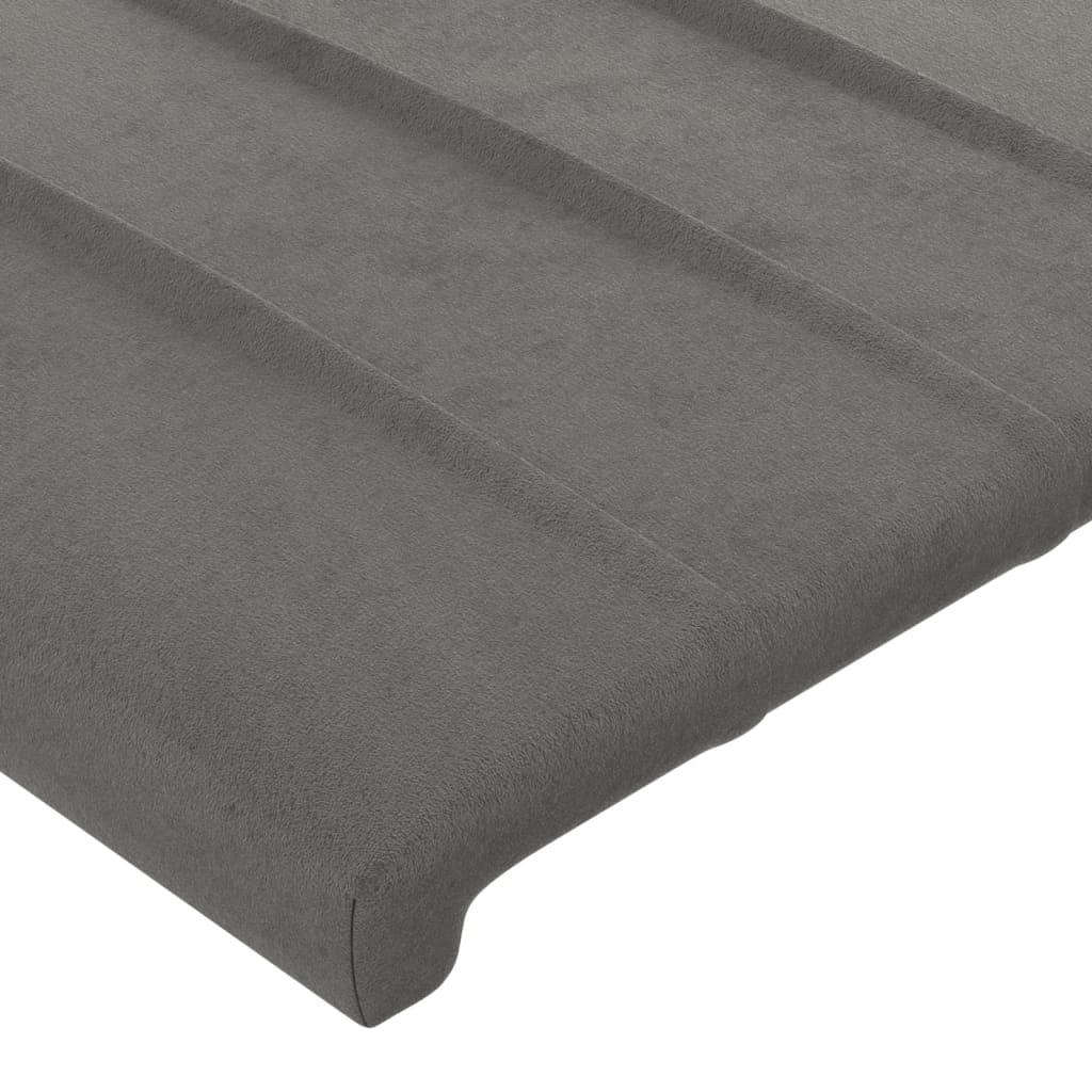 sengegavl med LED-lys 103x16x118/128 cm fløjl lysegrå