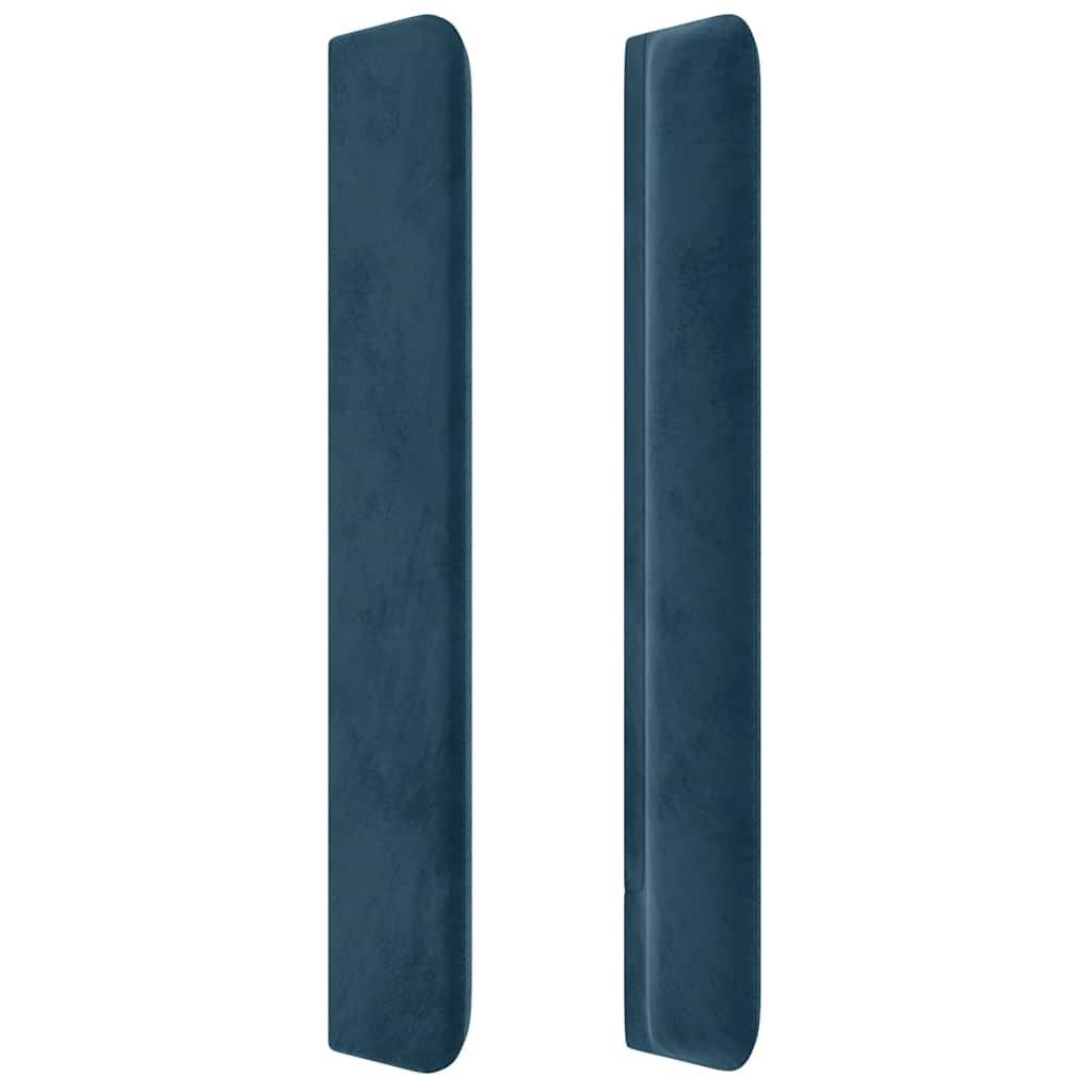 sengegavl med LED-lys 103x16x118/128 cm fløjl mørkeblå