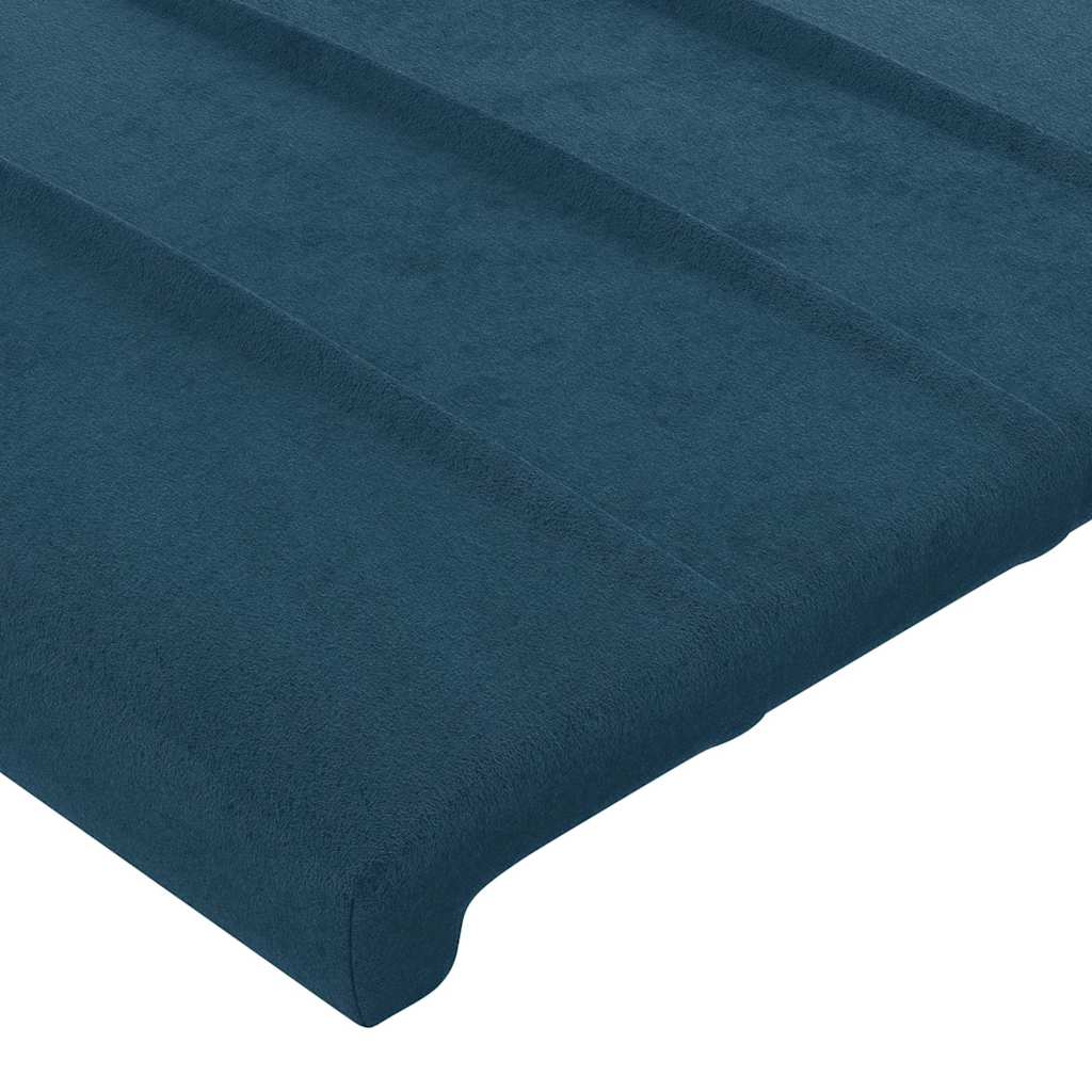 sengegavl med LED-lys 103x16x118/128 cm fløjl mørkeblå