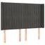 sengegavl med LED-lys 147x16x118/128 cm fløjl mørkegrå
