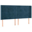 sengegavl med LED-lys 203x16x118/128 cm fløjl mørkeblå