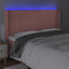 sengegavl med LED-lys 203x16x118/128 cm fløjl lyserød