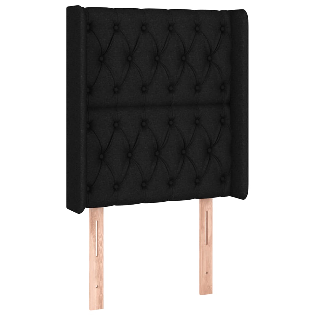 sengegavl med LED-lys 83x16x118/128 cm stof sort