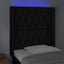sengegavl med LED-lys 83x16x118/128 cm stof sort