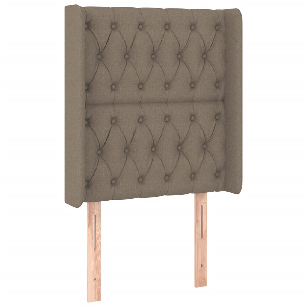 sengegavl med LED-lys 83x16x118/128 cm stof gråbrun
