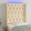 sengegavl med LED-lys 83x16x118/128 cm stof cremefarvet