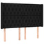 sengegavl med LED-lys 147x16x118/128 cm stof sort