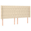 sengegavl med LED-lys 203x16x118/128 cm stof cremefarvet
