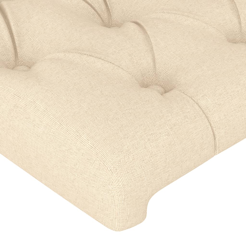 sengegavl med LED-lys 203x16x118/128 cm stof cremefarvet