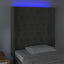 sengegavl med LED-lys 83x16x118/128 cm fløjl mørkegrå