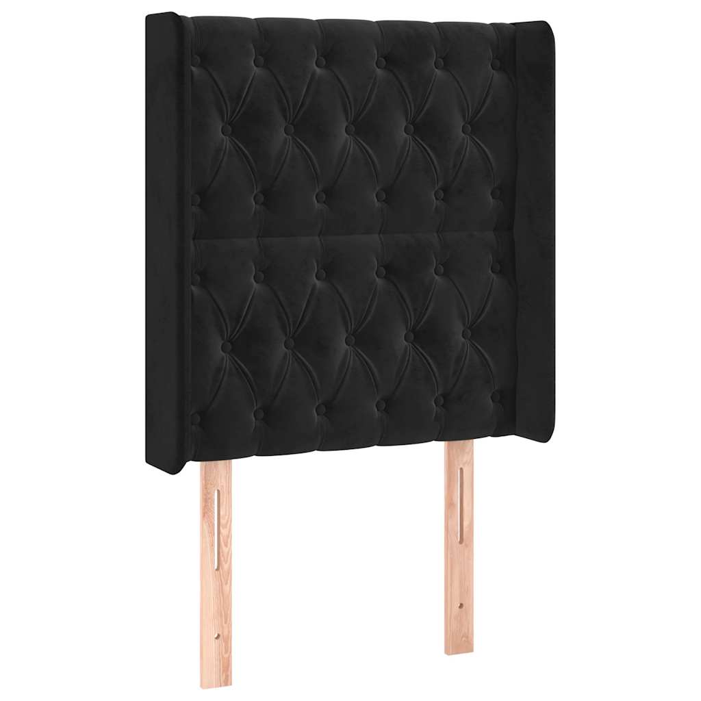 sengegavl med LED-lys 83x16x118/128 cm fløjl sort