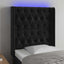 sengegavl med LED-lys 83x16x118/128 cm fløjl sort