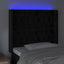 sengegavl med LED-lys 93x16x118/128 cm fløjl sort