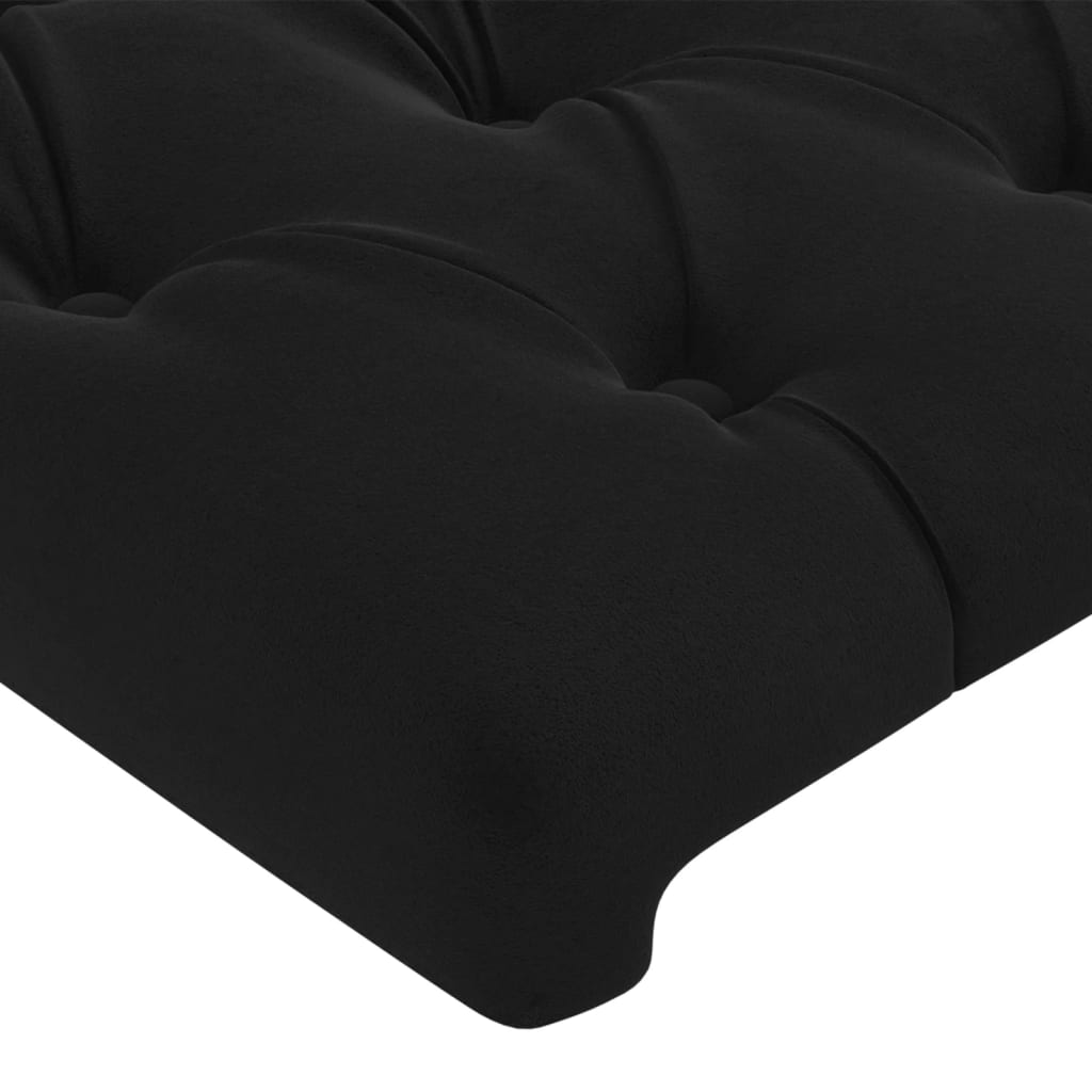 sengegavl med LED-lys 93x16x118/128 cm fløjl sort