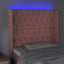 sengegavl med LED-lys 93x16x118/128 cm fløjl lyserød