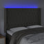 sengegavl med LED-lys 147x16x118/128 cm fløjl mørkegrå