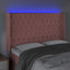 sengegavl med LED-lys 147x16x118/128 cm fløjl lyserød