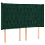 sengegavl med LED-lys 163x16x118/128 cm fløjl mørkegrøn