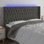 sengegavl med LED-lys 203x16x118/128 cm fløjl mørkegrå