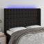 sengegavl med LED-lys 147x16x118/128 cm stof sort