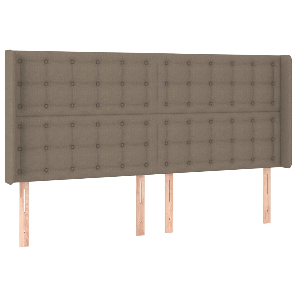 sengegavl med LED-lys 163x16x118/128 cm stof gråbrun