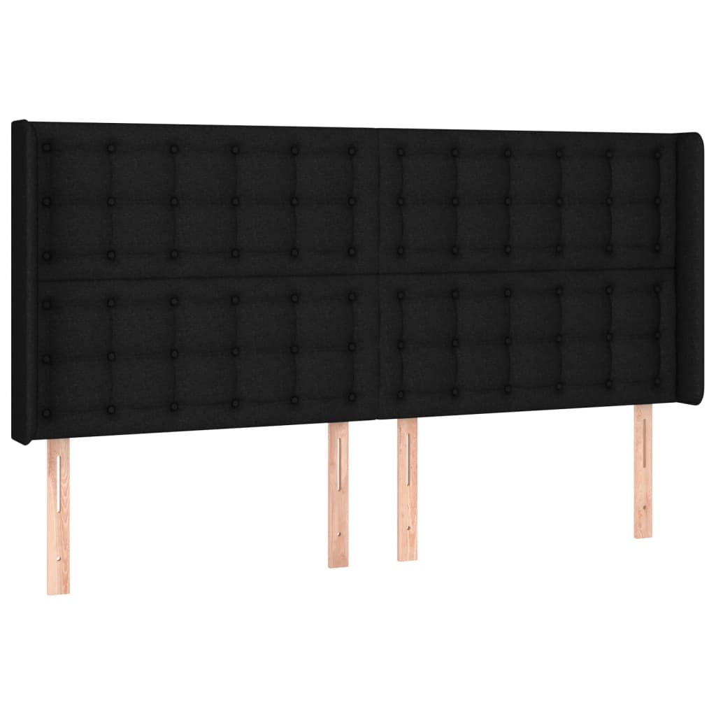 sengegavl med LED-lys 183x16x118/128 cm stof sort