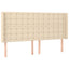sengegavl med LED-lys 183x16x118/128 cm stof cremefarvet