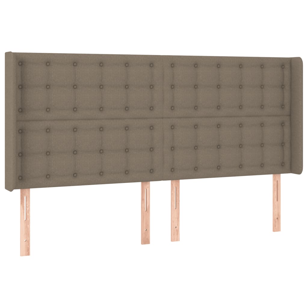 sengegavl med LED-lys 203x16x118/128 cm stof gråbrun