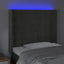 sengegavl med LED-lys 83x16x118/128 cm fløjl mørkegrå