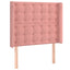 sengegavl med LED-lys 103x16x118/128 cm fløjl lyserød