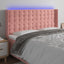 sengegavl med LED-lys 163x16x118/128 cm fløjl lyserød