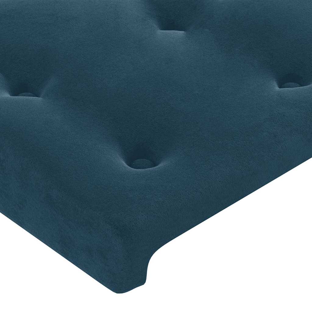 sengegavl med LED-lys 183x16x118/128 cm fløjl mørkeblå
