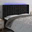 sengegavl med LED-lys 203x16x118/128 cm fløjl sort
