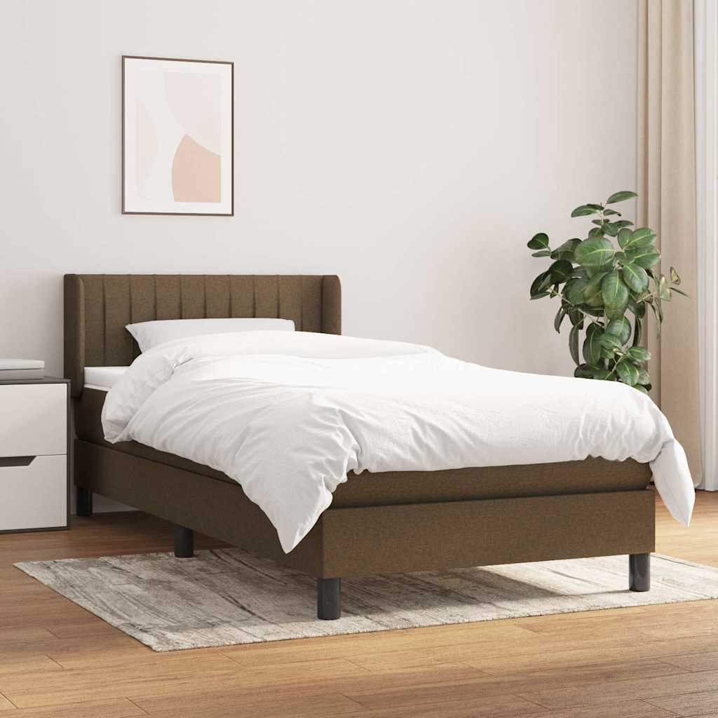 kontinentalseng med madras 90x190 cm stof mørkebrun