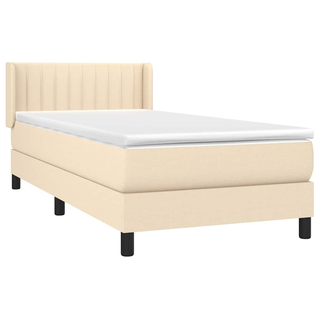 kontinentalseng med madras 90x190 cm stof cremefarvet