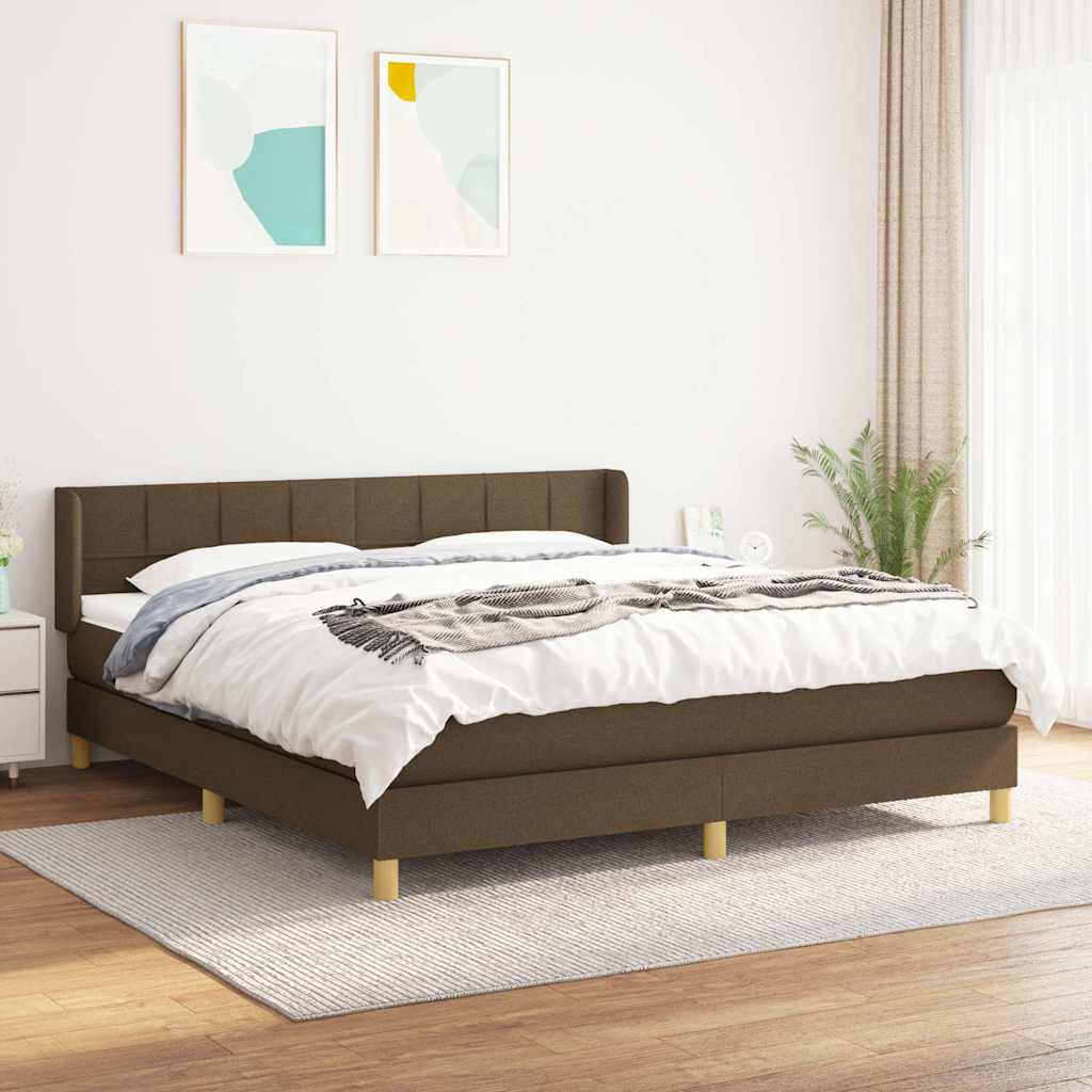 kontinentalseng med madras 160x200 cm stof mørkebrun