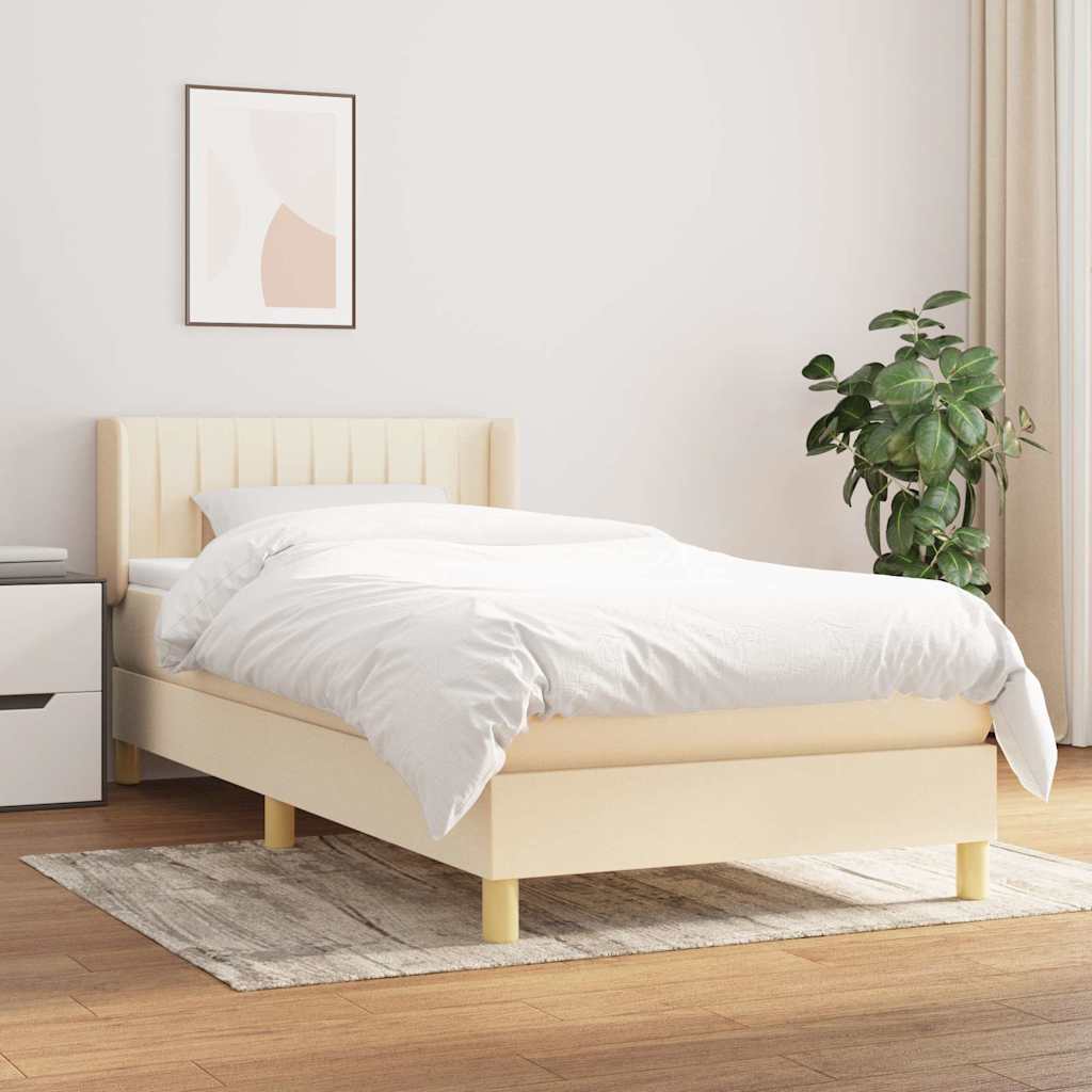 kontinentalseng med madras 90x200 cm stof cremefarvet