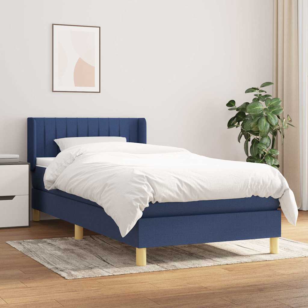 kontinentalseng med madras 90x200 cm stof blå