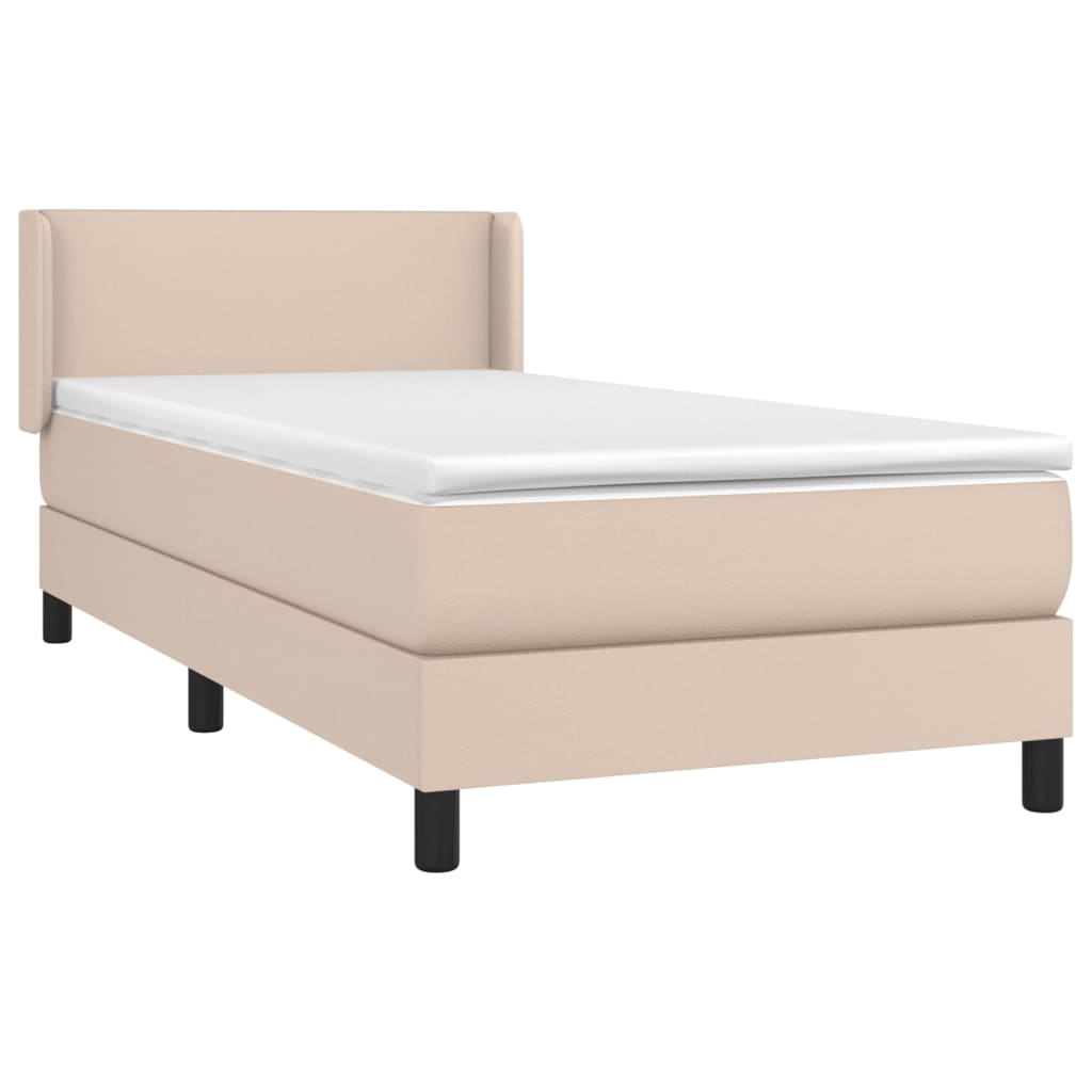 kontinentalseng 100x200 cm kunstlæder cappuccinofarvet