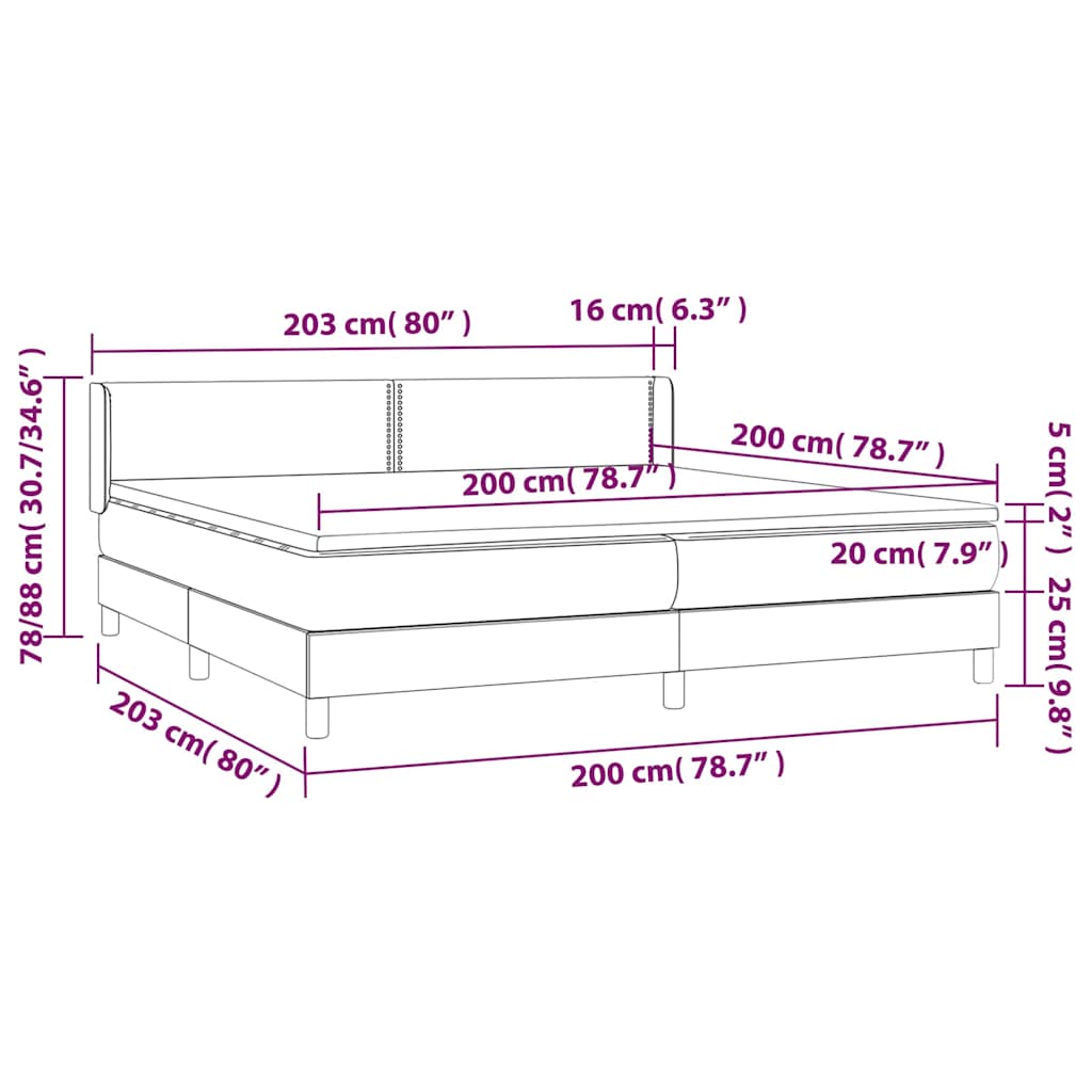 kontinentalseng med madras 200x200 cm kunstlæder grå