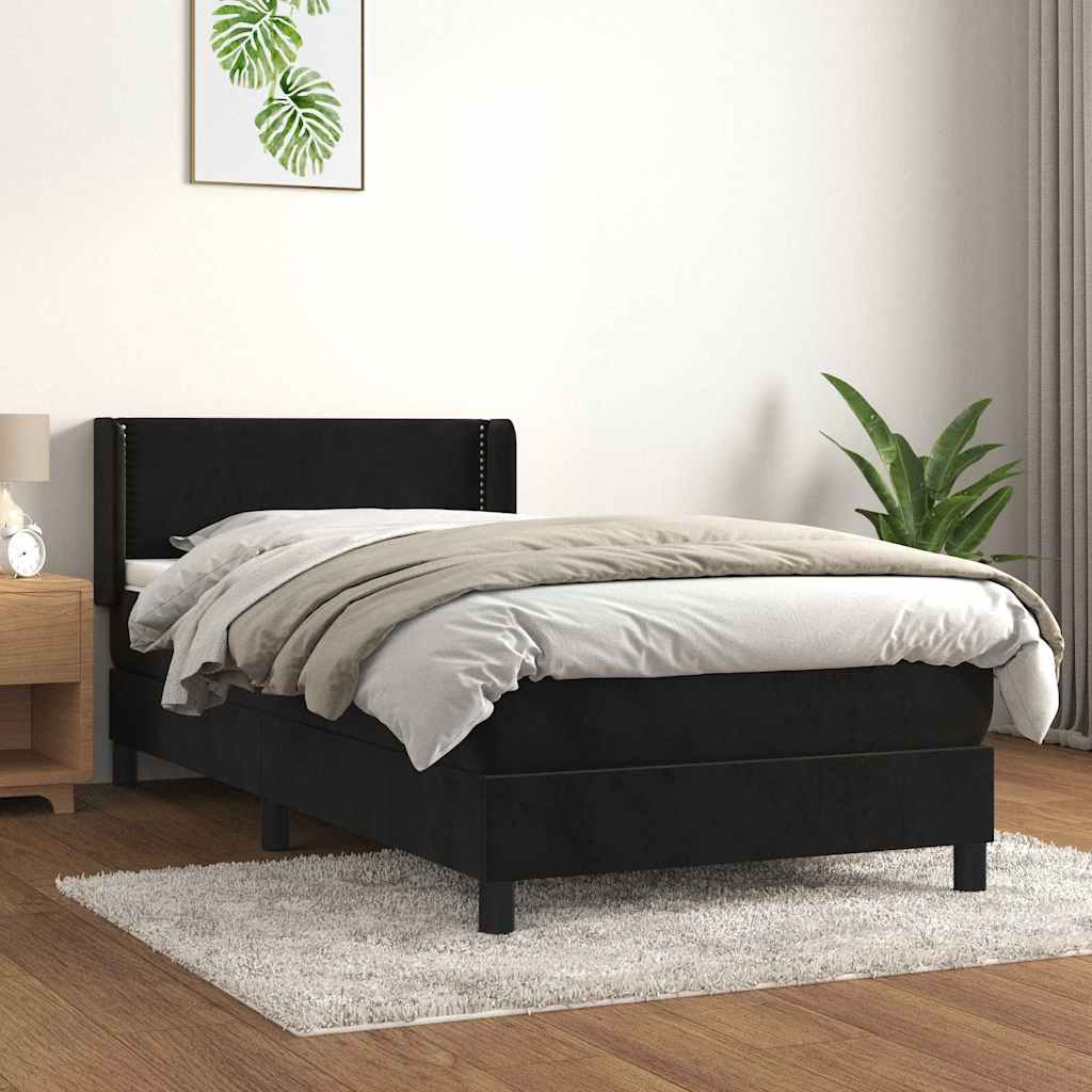 kontinentalseng med madras 90x200 cm fløjl sort