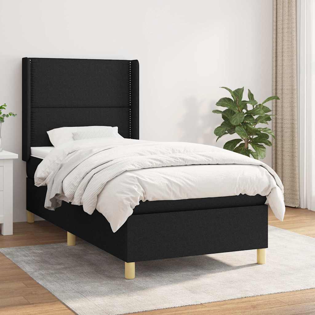kontinentalseng med madras 100x200 cm stof sort