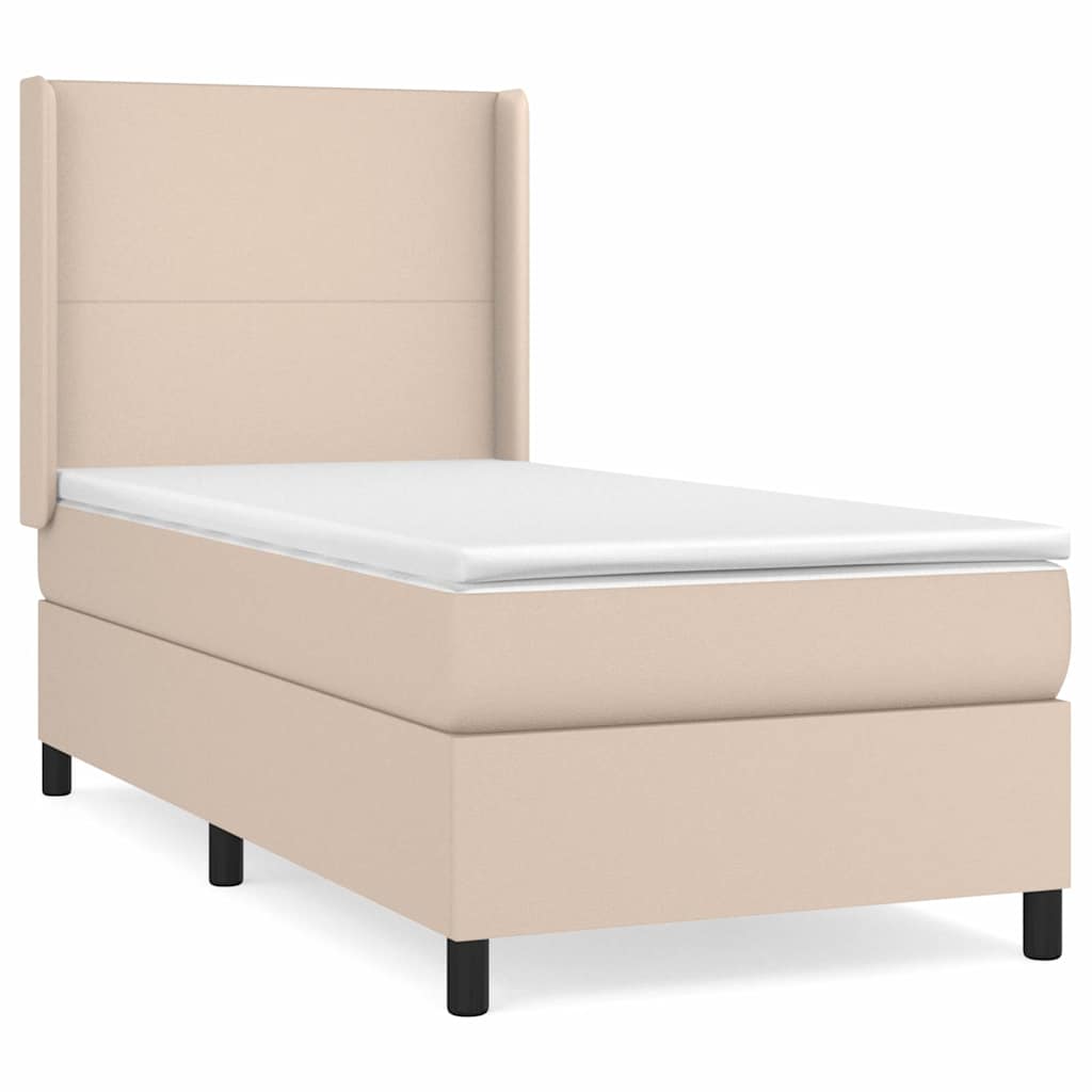 kontinentalseng 80x200 cm kunstlæder cappuccinofarvet